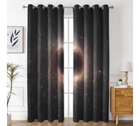 Cosmic Black Hole Blackout Curtains, Galaxy Curtains for Bedroom Living Room, Window Treatments 90 Inch Drop, Eyelet Drapes, 66x90 Inch 2 Panels D&P29