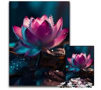 Cosmic Bloom Black Lotus 1000 Piece Puzzle Wooden Jigsaw Puzzles BrainChallenging DIY Decorative Game Family Interactive Toy 1000 PCS(38x26cm)
