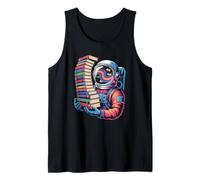 Cosmic Bookworm Astronaut Reading Galaxy Science Fiction Tank Top