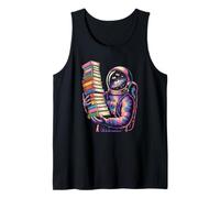 Cosmic Bookworm Astronaut Reading Galaxy Science Fiction Tank Top