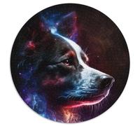 Cosmic Border Collie 1000 Piece Jigsaw 1000 Piece Round Jigsaw Family Game Night, Home Decor & Brain Training Gift 67.5x67.5cm