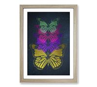 Cosmic Butterflies Framed Print | A2 Oak Framed Wall Art | Ready to Hang | Modern Nature Picture | Living Room Bedroom Lounge Office