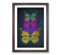 Cosmic Butterflies Framed Print | A2 Walnut Framed Wall Art | Ready to Hang | Modern Nature Picture | Living Room Bedroom Lounge Office