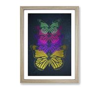 Cosmic Butterflies Modern Framed Print | A3 Oak Framed Wall Art | Ready to Hang | Modern Nature Picture | Living Room Bedroom Lounge Office
