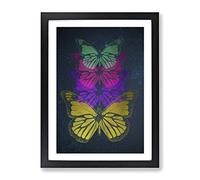 Cosmic Butterflies Modern Framed Wall Art Print, Ready to Hang Picture for Living Room Bedroom Home Office Décor, Black A4 (34 x 25 cm)