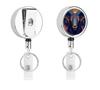 Cosmic Capricorn Constellation Retractable Womens Badge Reel for Men ID Card Holder Clip Work Nurse
