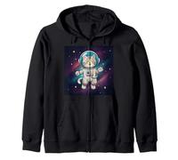 Cosmic Cat Conquering the Galaxy Zip Hoodie