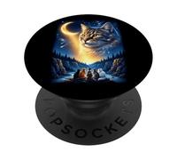Cosmic Cat Constellation Magic Universe Kittens Moon PopSockets Adhesive PopGrip