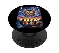 Cosmic Cat Constellation Magic Universe Kittens Moon PopSockets Adhesive PopGrip