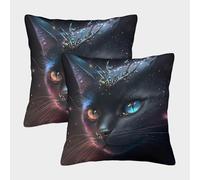 Cosmic Cat Eyes-Fantasy Art Style Pillow Covers 2 Pack Cozy Pillowcase Available All Seasons Cushion Case Polyester Decorative Couch Living Room 40x40cm