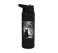 Cosmic Cat in Mystical Spiral Vortex Stainless Steel Insulated Water Bottle