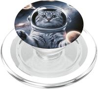 Cosmic Cat Juggling Planets PopSockets PopGrip for MagSafe