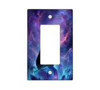 Cosmic Cat Light Switch Cover Plate, Violet Galaxy Design for Home Decor, Thermoplastic Wall Plates, Standard Size Single Rocker