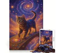Cosmic Cat on Ornate Bridge Jigsaw Puzzles for Adults 1000 Mental Skill, Sharp Edge, Enjoyable Challenge, Christmas Surprise (50x75cm)