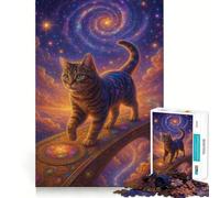 Cosmic Cat on Ornate Bridge Jigsaws 1000 Pieces for Teenagers Brain Exercise, Cozy Fun, Real Challenge, (38x52cm)