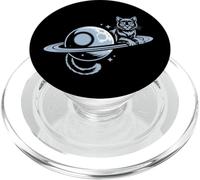 Cosmic Cat on Saturn Rings - Cute Space PopSockets PopGrip for MagSafe