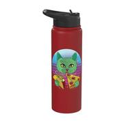 Cosmic Cat Pizza Taco Cat Green Cat Galaxy Stainless Steel Insulated Water Bottle