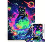 Cosmic Cat Planet Adult Jigsaw Puzzle1000 Pieces Brain Think, Sharp Detail, Real Challenge, Home Accent (50x75cm)