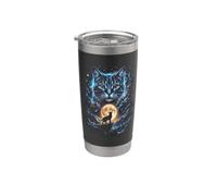 Cosmic Cat Silhouette Night Sky Galaxy Design Fantasy Stainless Steel Insulated Tumbler