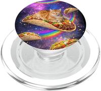 Cosmic Cat Taco Nap Space Rainbow Feline Foodie Humor PopSockets PopGrip for MagSafe