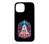 Cosmic Chakra Meditation Lotus Moon Phases Yoga Case for iPhone 15