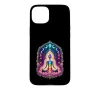 Cosmic Chakra Meditation Lotus Moon Phases Yoga Case for iPhone 15 Plus