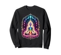 Cosmic Chakra Meditation Lotus Moon Phases Yoga Sweatshirt