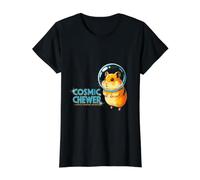 Cosmic Chewer Space Hamster Adventure Cute Rodent Explorer Value Graphic T-Shirt, Women, Black, XL