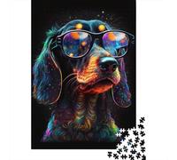 Cosmic Chihuahua with Glasses Puzzle Unique Home Decor Premium Cardboard Jigsaw Puzzle for Adults Teen Unique Gift 300pcs (40x28cm)