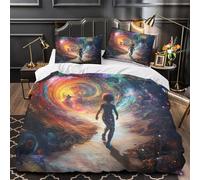 Cosmic child 3D Print Comforter Cover 3pcs Microfibre Stain-Resistant Fantasy space adventure Duvet Insert Cover 2 Pillow Shams Zippered Closure Bed Linen Adults Families Super king（260x220cm）