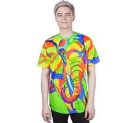 Cosmic Chill Elephant Art Cloth Fluorescent Glow Party Bohemian Design Tee