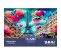 Cosmic Cityscape 1000 Piece Jigsaw Puzzles Paris Street with Eiffel Tower Art Suitable for Decompression And Wall Decor Birthday Gifts Family Game for Adults And Kids 70x50cm/1000pcs