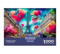Cosmic Cityscape 1000 Pieces Adult Jigsaws - Eiffel Tower with Hearts Suitable for Wall Decompression Fun And Challenging Family Game70x50cm/1000pcs