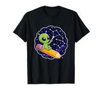 Cosmic Classroom Alien On Pencil Starry Constellation T-Shirt