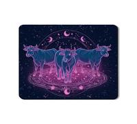 Cosmic Cow Dish Drying Mats For Kitchen Counter, Neon Cow Pattern Absorbent Rubber Dish Drainer Mat, Celestial PU Leather Drying Pad For Coffee Bar 18x24 Inch
