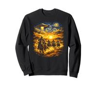 Cosmic Cowboy UFO Starry Night Impressionist Western Art Sweatshirt