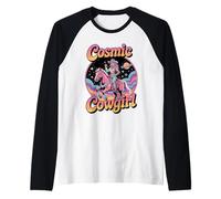 Cosmic Cowgirl Western Space Fantasy Retro Feminine Power Raglan Baseball Tee