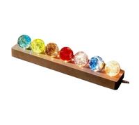 Cosmic Crystal Lights, 7 Natural Healing Spheres with LED Wooden Stand 40mm Crystal Quartz Stones for Meditation Positive Energy Night Light Decoration Balls Set for Home(Rectangular)