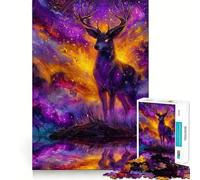 Cosmic Deer in A Magical Landscape 1000 Piece Jigsaw Puzzles for Teenagers Jigsaw Logic Boost, Snug Connection, Home Fun, Birthday Idea (38x52cm)
