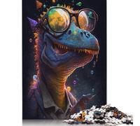Cosmic Dinosaurs Wear Glasses Puzzle Rectangular Paper Board 100 Percent Recycled Cardboard Jigsaw Puzzle for Adult Children 1000pcs (75x50cm)