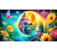 Cosmic-Dog-Yin-Yang-Vision 1000 Piece Jigsaw Puzzle for Adults - Recycled Cardboard Decoration 38x52cm/1000pcs
