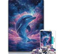 Cosmic Dolphin Adult Jigsaw Puzzles 1000 Pieces,Family Game Stress Reliever Difficult Challenge Artists Collection,Fine Art (38x26cm)