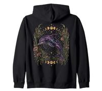 Cosmic Dolphin Galaxy Moon Phases Floral Ocean Animal Zip Hoodie