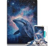 Cosmic Dolphin JigsawPuzzle 1000 Pieces for Adults,Challenging To Complete But Fun And Humorous with Matching Poster And Trivia Sheet 38x26cm