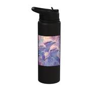 Cosmic Dolphins Dreamscape - Serene Ocean Bubble Art Stainless Steel Insulated Water Bottle