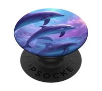 Cosmic Dolphins Dreamscape - Serene Ocean Space Art PopSockets Adhesive PopGrip