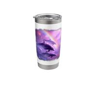Cosmic Dolphins Dreamscape - Serene Ocean Space Art Stainless Steel Insulated Tumbler
