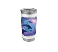 Cosmic Dolphins Dreamscape - Serene Ocean Space Art Stainless Steel Insulated Tumbler