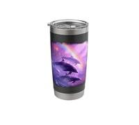 Cosmic Dolphins Dreamscape - Serene Ocean Space Art Stainless Steel Insulated Tumbler
