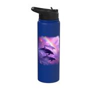 Cosmic Dolphins Dreamscape - Serene Ocean Space Art Stainless Steel Insulated Water Bottle